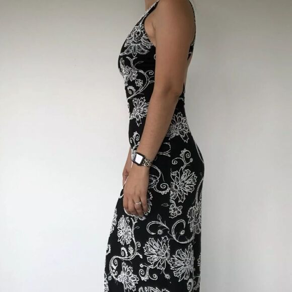 Alexia Admor NY Black Floral Open Back Gown Maxi Dress A Line Fit Size XS Party - Picture 9 of 11